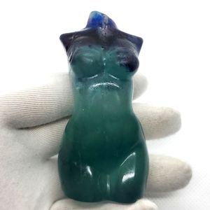 Rainbow Fluorite Craved Goddess Body Healing Crystal 155g